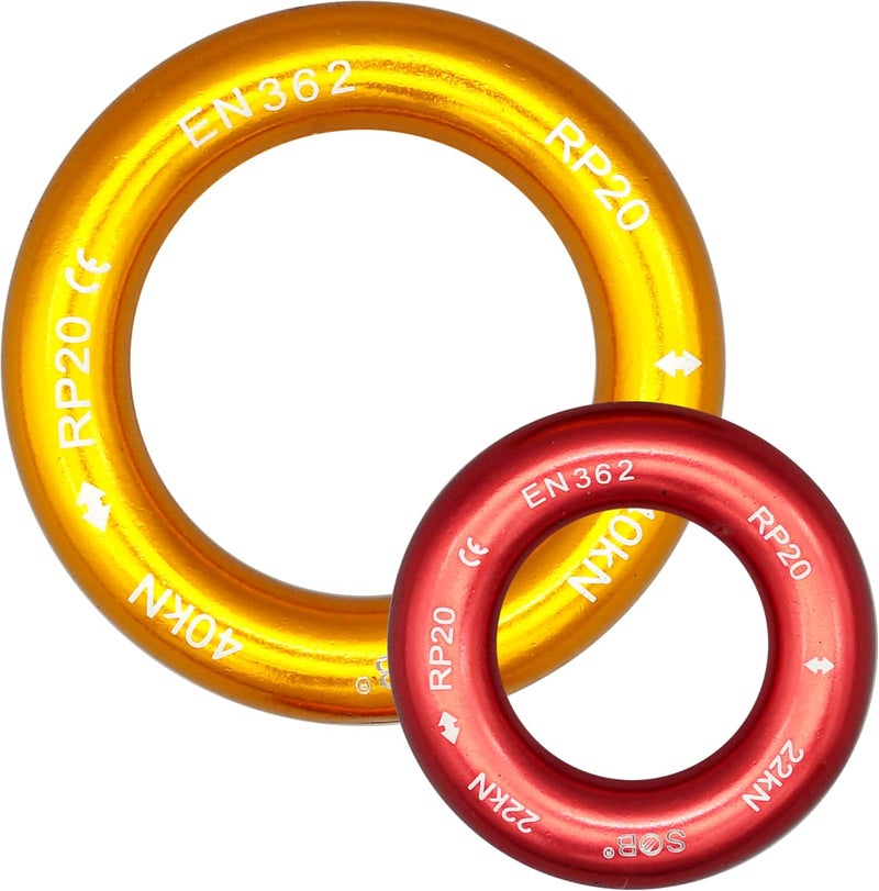 SOB Aluminum Alloy Rappel Ring Equipment Climbing Belay Rappel O-Ring Connection Ring for Rock Climbing, Arborist, Rescue, Hammock Slackline Tension, Set of 2 - Image 1